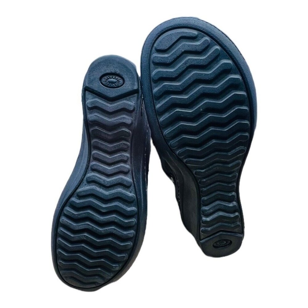 UGG Australia Skylar Wedge Boots Black Leather & Knit Lace/Zip Up Sz 9 2.5" Heel - Picture 7 of 10